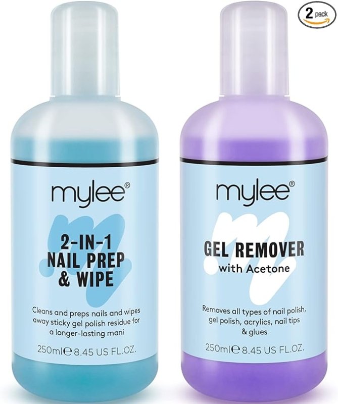 Mylee Nail Gel Polish Prep Wipe + Remover Cleanser UV LED Manicure Acetone 2x250ml by Mylee - British D'sire