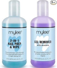 Mylee Nail Gel Polish Prep Wipe + Remover Cleanser UV LED Manicure Acetone 2x250ml by Mylee - British D'sire