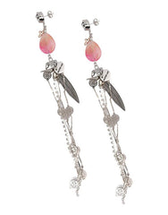 Mystic Allure Earrings with Pink Agate Stones and Silver - Earrings - British D'sire