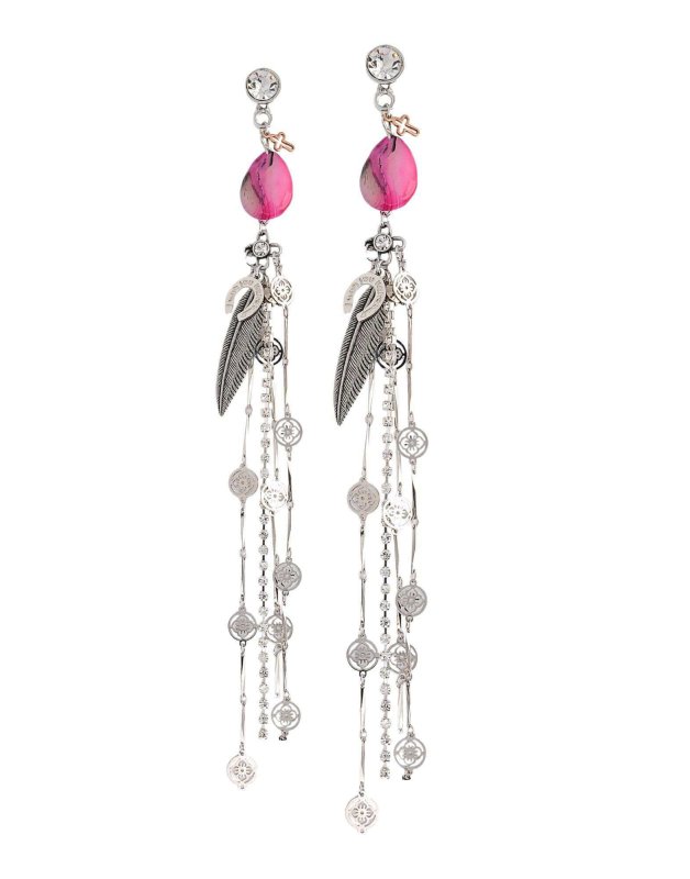 Mystic Allure Earrings with Pink Agate Stones and Silver - Earrings - British D'sire