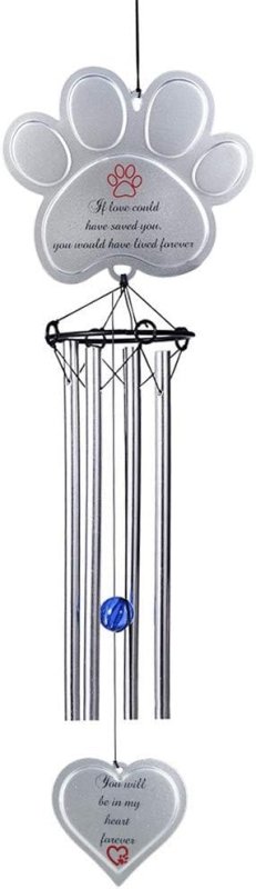 NAAG Pawprint Pet Memorial Wind Chimes for Dogs Outdoors - Metal Casted Pet Dog Memorial Wind Chimes Windchimes Sympathy Pet Dog Remembrance Gifts Loss Gifts for Outside-18.9" - British D'sire