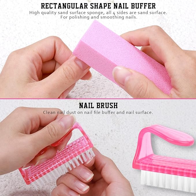 Nail Buffers and Files, FANDAMEI Manicure Tools Kit with 3PCS Nail File, 2PCS Nail Buffer, Rectangular Nail Buffer Block, Cuticle Nippers, Cuticle Pusher, Cuticle Peeler. Cuticle Oil and Nail Brush Secondary image