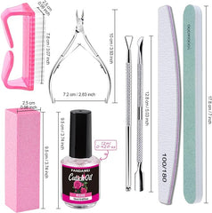 Nail Buffers and Files, FANDAMEI Manicure Tools Kit with 3PCS Nail File, 2PCS Nail Buffer, Rectangular Nail Buffer Block, Cuticle Nippers, Cuticle Pusher, Cuticle Peeler. Cuticle Oil and Nail Brush - British D'sire