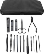 Nail Tool Set, 16pcs Portable Nail Clippers Professional Pedicure Tools Set Stainless Steel Manicure Set Manicure Scissors Grooming Tool Kit(Yellow) - British D'sire