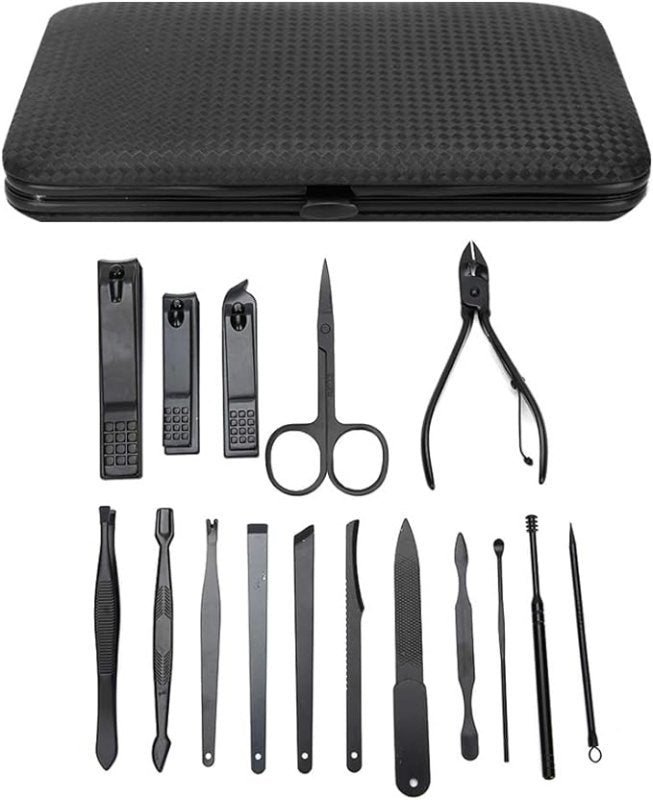 Nail Tool Set, 16pcs Portable Nail Clippers Professional Pedicure Tools Set Stainless Steel Manicure Set Manicure Scissors Grooming Tool Kit(Yellow) - British D'sire