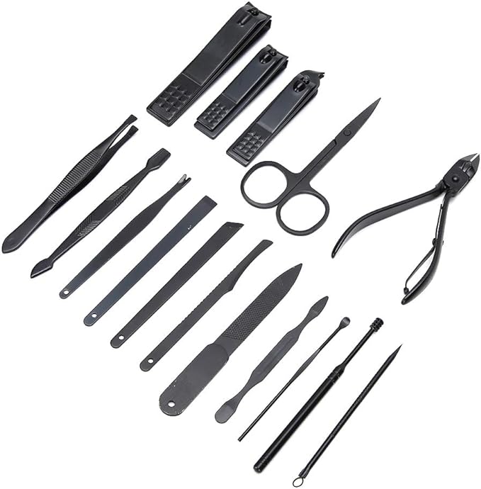 Nail Tool Set, 16pcs Portable Nail Clippers Professional Pedicure Tools Set Stainless Steel Manicure Set Manicure Scissors Grooming Tool Kit(Yellow) - British D'sire