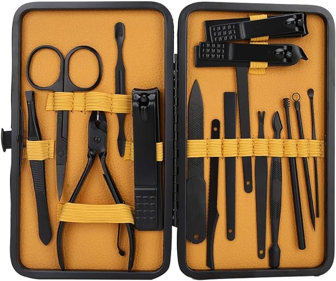 Nail Tool Set, 16pcs Portable Nail Clippers Professional Pedicure Tools Set Stainless Steel Manicure Set Manicure Scissors Grooming Tool Kit(Yellow) Secondary image