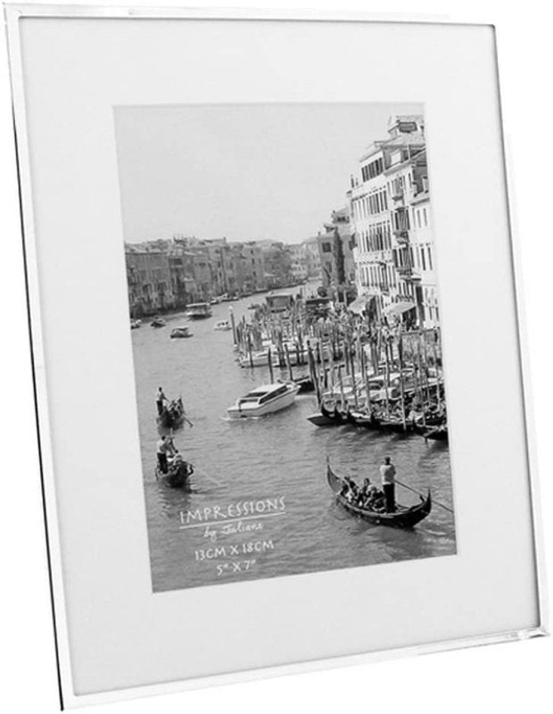 Narrow Silver Plated 5" X 7" Photo Frame with White Mount Boarder - Housings & Frames - British D'sire