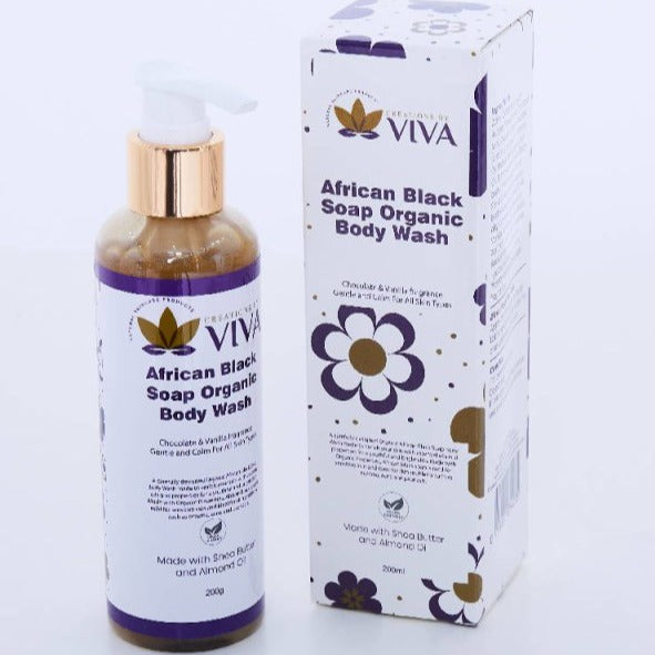 Natural Skincare Products Creations by Viva - African Black Soap Organic Body Wash - Body Wash & Scruber - British D'sire