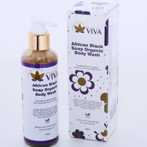 Natural Skincare Products Creations by Viva - African Black Soap Organic Body Wash - Body Wash & Scruber - British D'sire