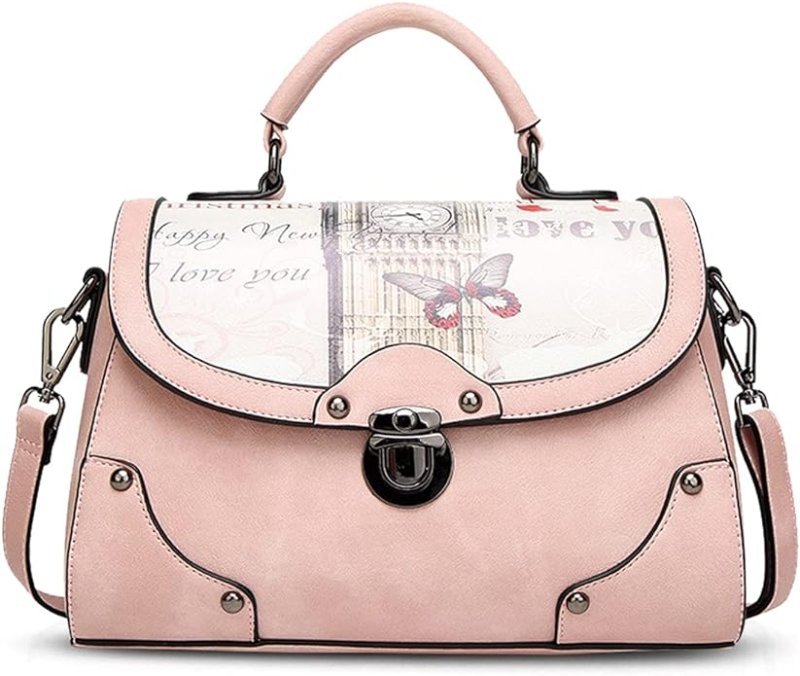NICOLE&DORIS Women's Elegant Tote Crossbody PU Leather Handbag, Pink, L - British D'sire