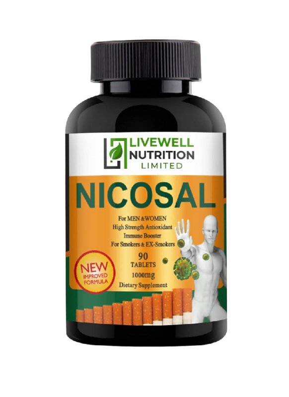 Nicosal Smokers Aid 90 Tablets Nicosal, High Strength Immune Booster for Smokers & Ex-Smokers, Lung Clear, Nicotine Detox 90 Tablets, All-Natural & Affordable - Food Supplement, Vitamin - British D'sire