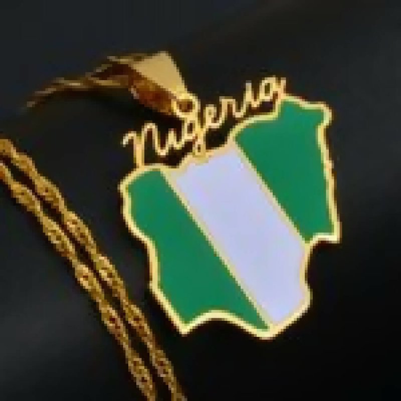 Nigeria Flag Pendant Gold Chain - Jewelry/Accessories - British D'sire