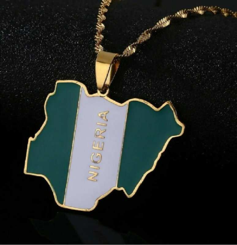 Nigeria Flag Pendant Gold Chain - Jewelry/Accessories - British D'sire