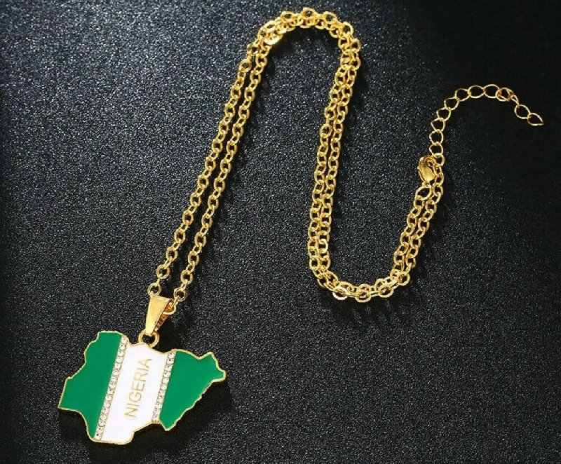 Nigeria Flag Pendant Gold Chain - Jewelry/Accessories - British D'sire