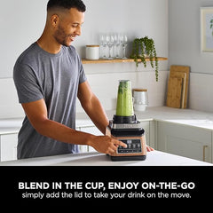 Ninja 3-in-1 Food Processor & Blender, Coffee & Spice Grinder, 5 Auto Programs; Blend, Max, Chop, Puree, Mix, 1.8L Bowl, 2.1L Jug, 700ml Cup, 1200W, Apron, Dishwasher Safe, Copper/Black BN800UKDBCP - British D'sire