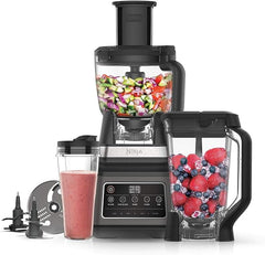 Ninja 3-in-1 Food Processor & Blender, Coffee & Spice Grinder, 5 Auto Programs; Blend, Max, Chop, Puree, Mix, 1.8L Bowl, 2.1L Jug, 700ml Cup, 1200W, Apron, Dishwasher Safe, Copper/Black BN800UKDBCP - British D'sire