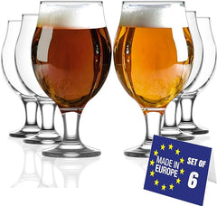 Nordic Schiller Luxury Pint Beer Glasses Set of 6, 570ml Lead Free Pint Belgian Beer Glasses, Stemmed Craft Beer Glasses IPA Beer Tasting Glass, Chalice Glass, Tulip Glasses, Lager Glasses with Stem - British D'sire