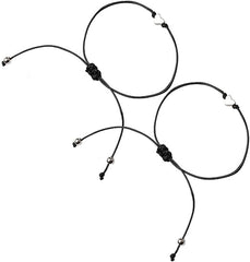 Nuoshen 2 pcs Pinky Promise Bracelets, Adjustable Handmade String Rope Relationship Bracelets Friendship Couple Distance Matching Bracelet Valentine's Day Gift - Unisex Bracelets - British D'sire