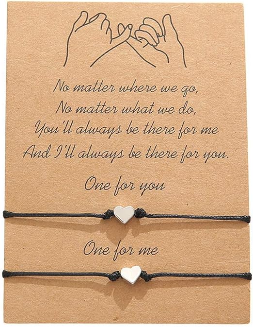 Nuoshen 2 pcs Pinky Promise Bracelets, Adjustable Handmade String Rope Relationship Bracelets Friendship Couple Distance Matching Bracelet Valentine's Day Gift - Unisex Bracelets - British D'sire Main image
