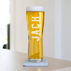 Oh So Cherished Pint Beer Glass Engraved with Bold Name | 570ml | Toughened Glass | Slim Design with Gift Box | Gift for Him | Beer Gifts | Lager Glass | Engraved Pint Glass - British D'sire