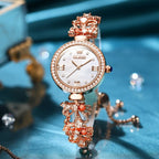 OLEVS 9958 Women Adjustable Drawstring Bracelet Quartz Watch White + Rose Gold - Bracelet Quartz Watch - British D'sire