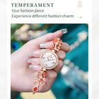 OLEVS 9958 Women Adjustable Drawstring Bracelet Quartz Watch White + Rose Gold - Bracelet Quartz Watch - British D'sire