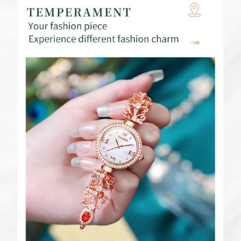 OLEVS 9958 Women Adjustable Drawstring Bracelet Quartz Watch White + Rose Gold - Bracelet Quartz Watch - British D'sire