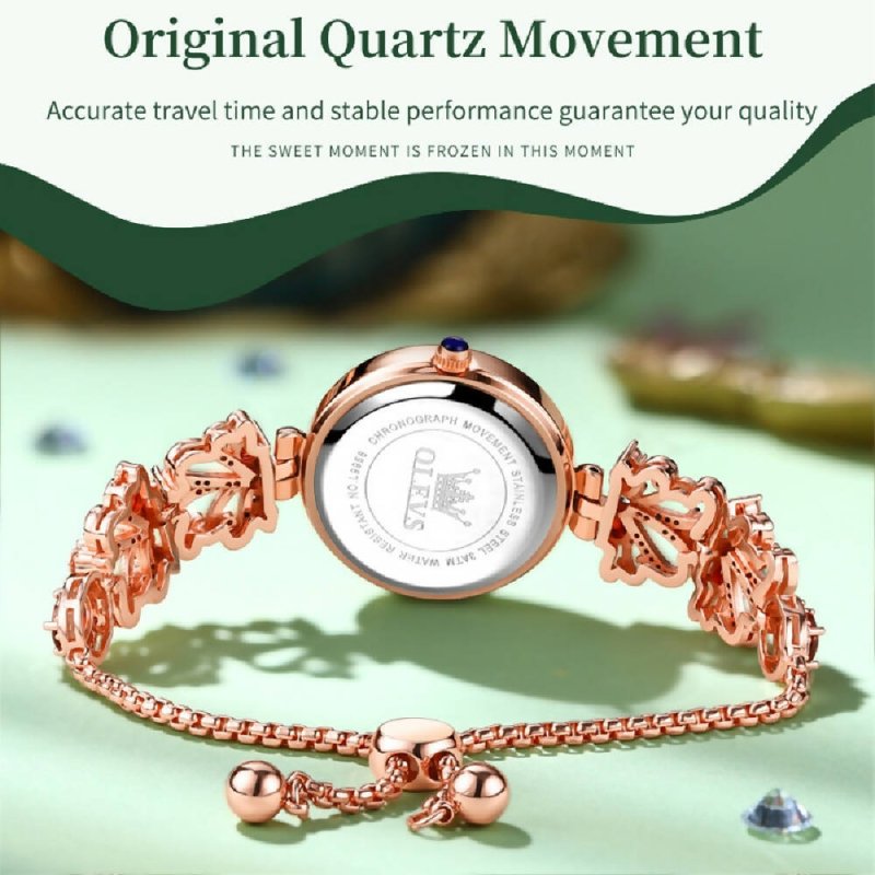 OLEVS 9958 Women Adjustable Drawstring Bracelet Quartz Watch White + Rose Gold - Bracelet Quartz Watch - British D'sire