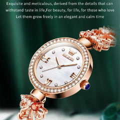 OLEVS 9958 Women Adjustable Drawstring Bracelet Quartz Watch White + Rose Gold - Bracelet Quartz Watch - British D'sire