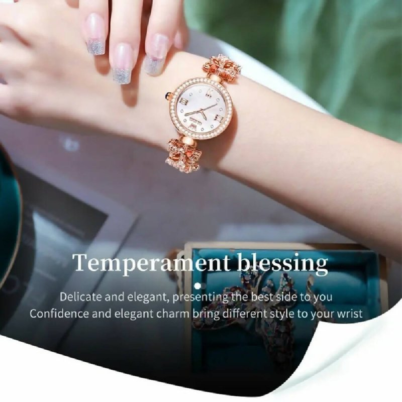 OLEVS 9958 Women Adjustable Drawstring Bracelet Quartz Watch White + Rose Gold - Bracelet Quartz Watch - British D'sire