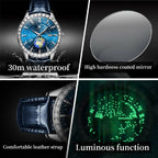 OLEVS 9967 Men Starry Sky Face Diamond Bezel Quartz Watch Blue Leather Strap - Watches - British D'sire
