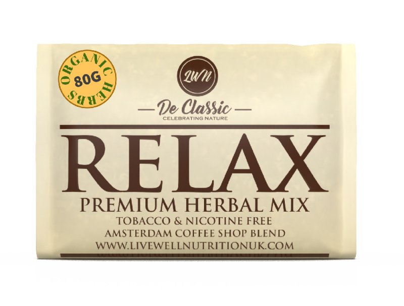 Organic Herbal Smoke Mix (RELAX) 100% Nicotine & Tobacco Free, Smoked Or Mix with Your Own (80grams) - Herbal smoke - British D'sire
