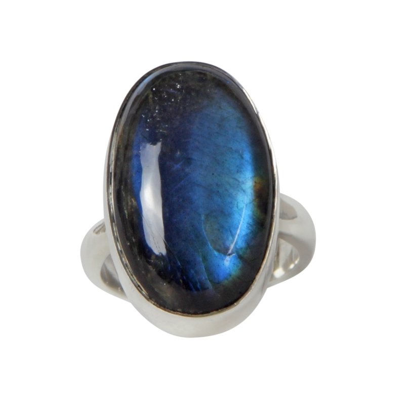 Oval Shaped Chunky Labradorite Sterling Silver Ring - Rings - British D'sire Main image