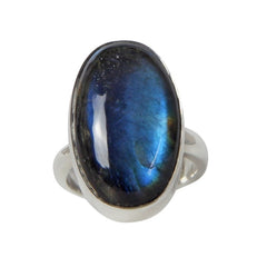Oval Shaped Chunky Labradorite Sterling Silver Ring - Rings - British D'sire