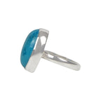 Oval Shaped Chunky Persian Blue Turquoise Sterling Silver Ring - Rings - British D'sire