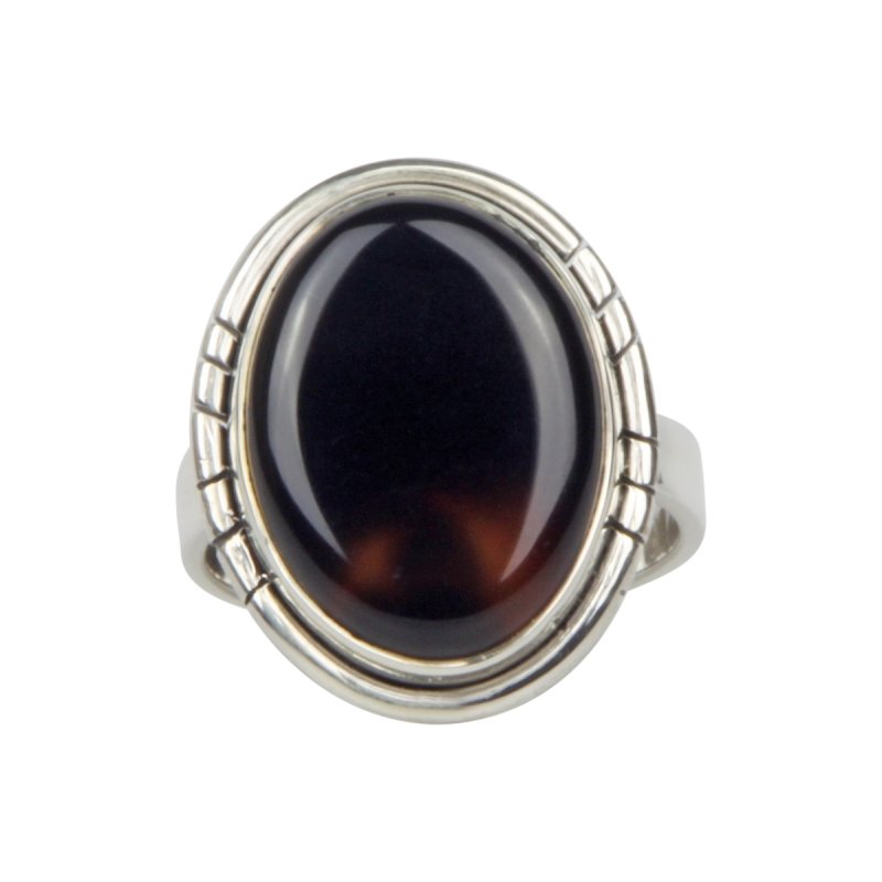 Oval Shaped Very Beautiful Black Spinel Sterling Silver Ring - Rings - British D'sire Main image