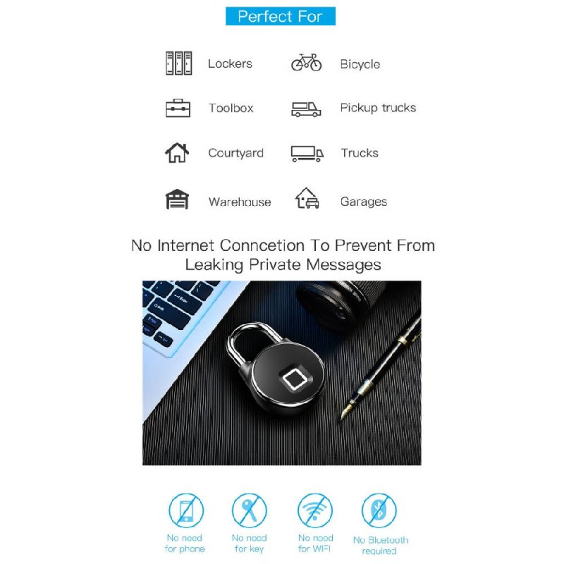 P22+ Waterproof Fingerprint Padlock with Cellphone APP Control & Low Battery Alarm - Fingerprint Padlock - British D'sire