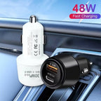 P29 48W PD30W + QC3.0 18W USB Dual Port Car Charger(White) - USB Dual Port Car Charge - British D'sire