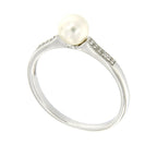 Pearlz Gallery 925 Fresh water pearl & White topaz 6.5mm Round Ring - Rings - British D'sire