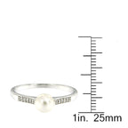 Pearlz Gallery 925 Fresh water pearl & White topaz 6.5mm Round Ring - Rings - British D'sire