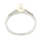 Pearlz Gallery 925 Fresh water pearl & White topaz 6.5mm Round Ring - Rings - British D'sire