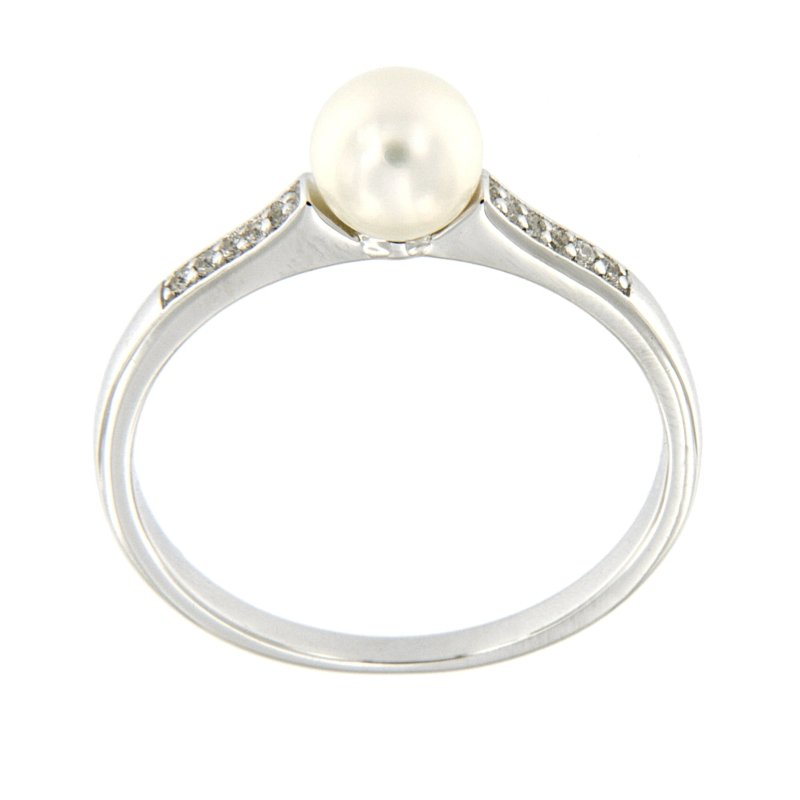Pearlz Gallery 925 Fresh water pearl & White topaz 6.5mm Round Ring - Rings - British D'sire