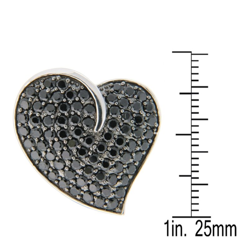 Pearlz Gallery 925 Rhodium 1.9mm Black Spinel Heart Ladies Ring - Rings - British D'sire