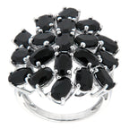 Pearlz Gallery 925 Rhodium Black Spinel Oval Ladies Ring - Rings - British D'sire