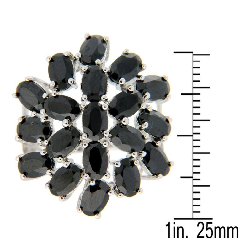 Pearlz Gallery 925 Rhodium Black Spinel Oval Ladies Ring - Rings - British D'sire