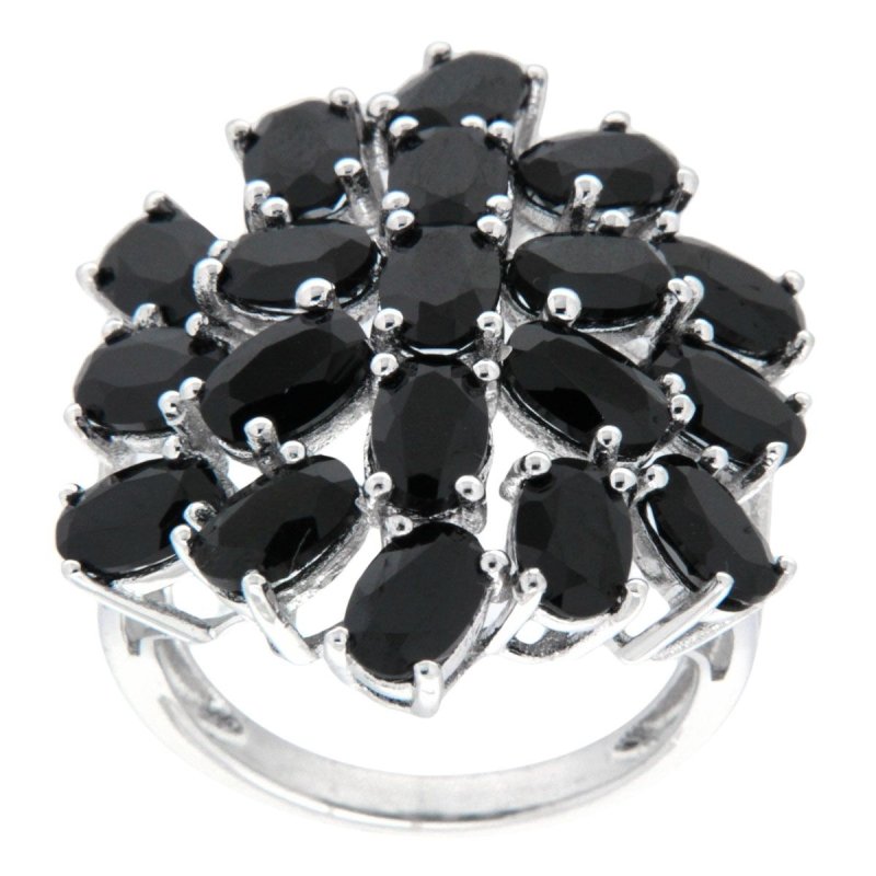 Pearlz Gallery 925 Rhodium Black Spinel Oval Ladies Ring - Rings - British D'sire