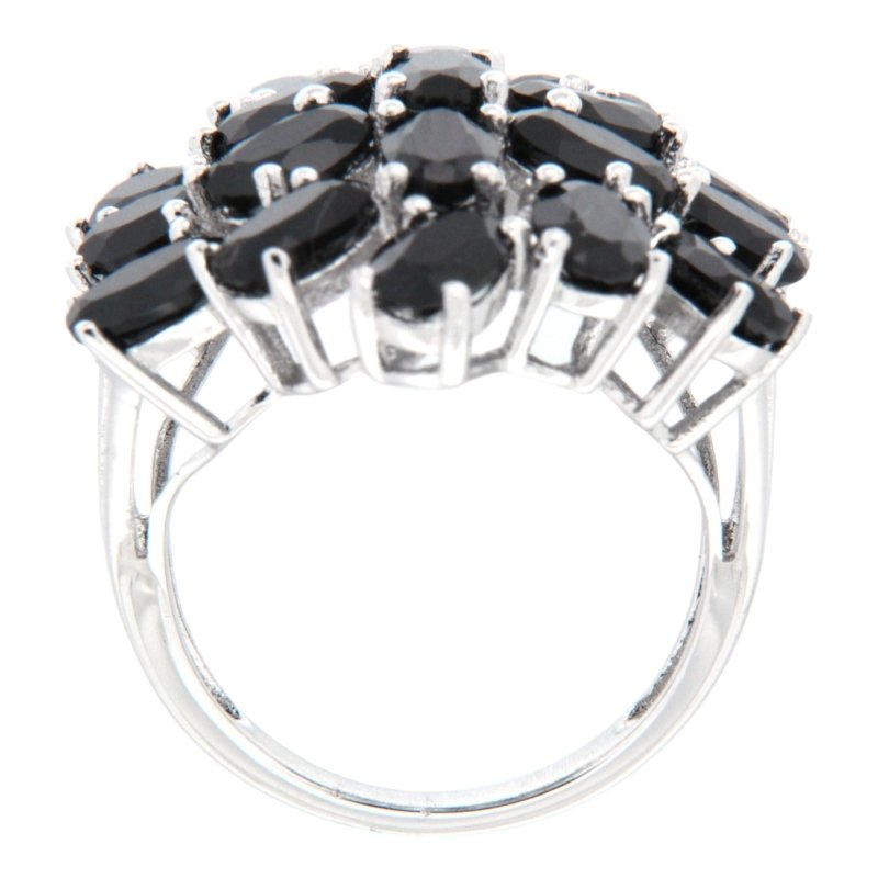Pearlz Gallery 925 Rhodium Black Spinel Oval Ladies Ring - Rings - British D'sire