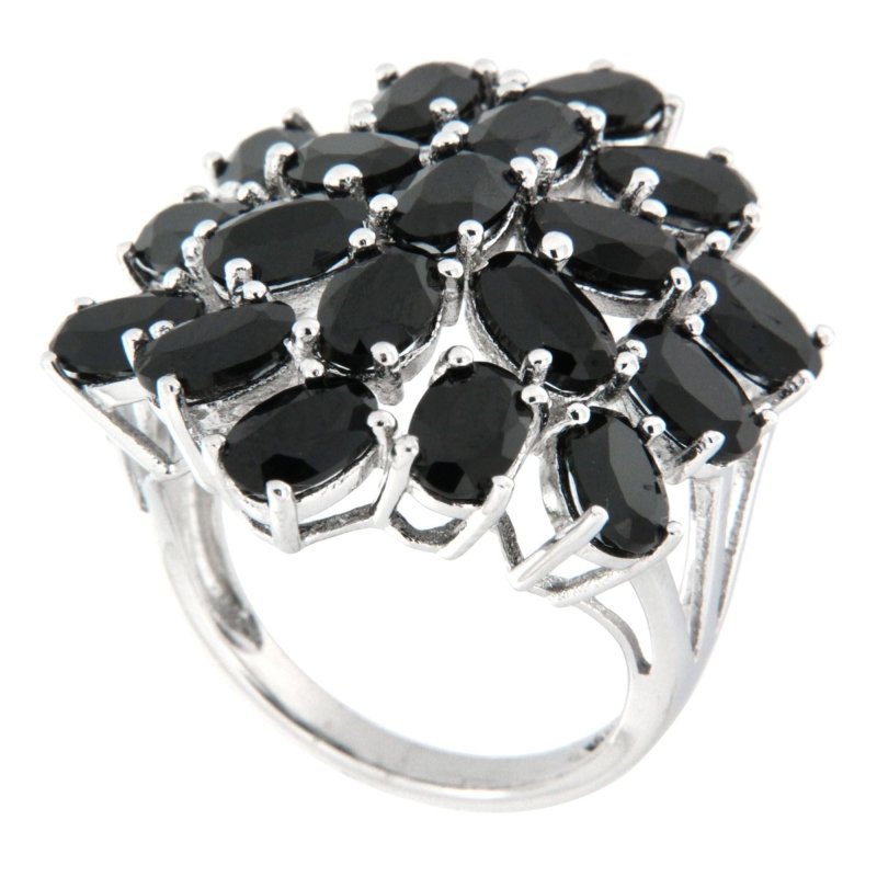Pearlz Gallery 925 Rhodium Black Spinel Oval Ladies Ring - Rings - British D'sire