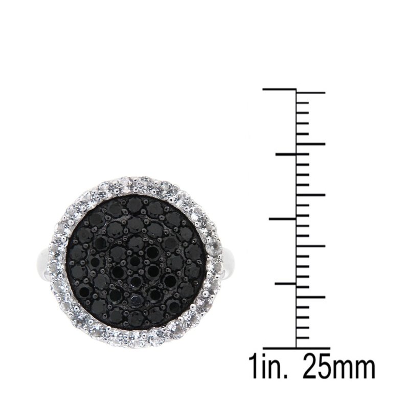 Pearlz Gallery 925 Rhodium Black Spinel & White Topaz Round 2mm Ring - Rings - British D'sire